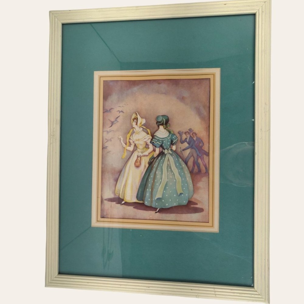 Vintage Victorian Country Ladies & Gentlemen Lithograph Top Hats Southern Belle